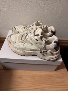 FILA ホワイト パープル スニーカー 厚底のサムネイル