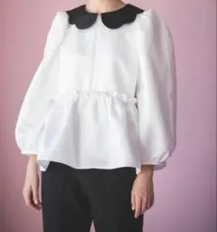 bitnabi スカラップ襟　授乳ブラウス　白　襟付き