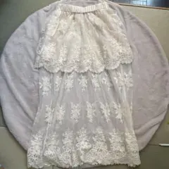 美品☆刺繍入りレースロングスカート 総レース