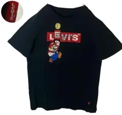 希少古着スーパーマリオ×リーバイスコラボ ビッグプリントブラックTシャツのサムネイル