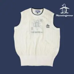 09T968☆ Munsingwear GS 編み ニット ベスト ゴルフ 春秋のサムネイル