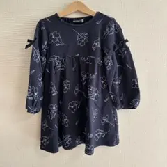 BeBe 花柄ワンピース 110cm ネイビー