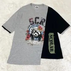 SchoLar スカラー 花とアライグマのプリントチュニック Tシャツのサムネイル