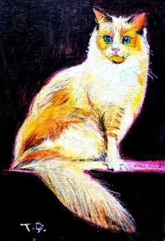 No3167アクリル画見上げ猫 - メルカリ