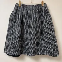 TOCCA トッカ　ツイード　ひざ丈スカート　ネイビー系　M 上品のサムネイル