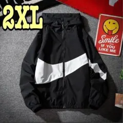 マウンテンパーカー　メンズ　2XL ブラック　ナイロンパーカー　韓国 ウインド