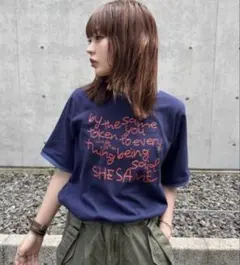 shesame リンガープリントTシャツ ネイビー