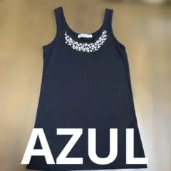 AZUL ビジュー付き ブラック タンクトップ S