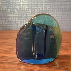 ブルーグリーン ガラス花瓶 高さ14cm ヴィンテージ風 アートガラス 花瓶