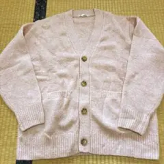 GU＊パフニットVネックカーディガン メンズMサイズ ピンク