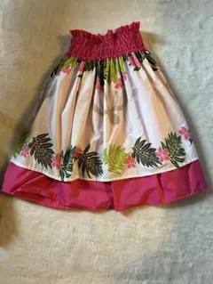 【Hawaii製】パウスカート モンステラ　花柄　2枚仕立てゴム替え要