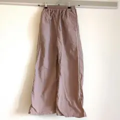 くすみピンク サイドライン スポーツパンツ　ロング　ワイドパンツ