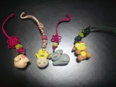 動物キャラクター ストラップ 4個セット　粘土　干支