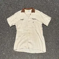 60s ヴィンテージ ボーリングシャツ 開襟 レーヨン ボックスシャツ古着