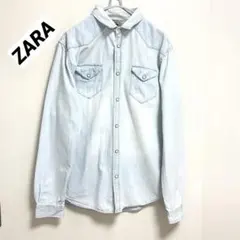 ZARA デニムシャツ メンズ XL ライトブルー 美品