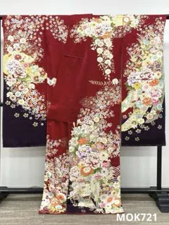 5k134 振袖　正絹　総絞　仮絵羽　仮縫　未仕立て　橙色　白　花柄　和装　着物 5k134 振袖 正絹 総絞 仮絵羽 仮縫 未仕立て 橙色 白 花柄 和装