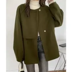 ABITOKYO ノーカラーケープショートコート