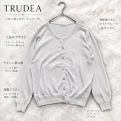 Y8976〔トルディア〕クルーネックカーディガン シンプル 冷房対策 グレー Lのサムネイル