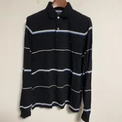 TOMMY HILFIGER 長袖ポロシャツ ブラック ボーダー M