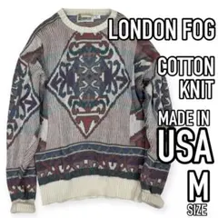 LONDON FOG●USA製 ネイティブ調 コットンニット M