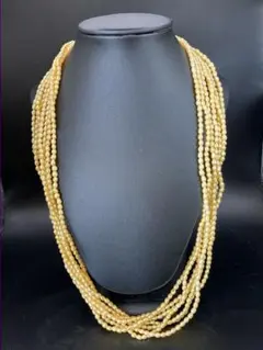 【本物】クリーム色のパールネックレス/ゴールドパール/真珠