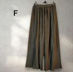 vis-a-visヴィサヴィ　ストライププリーツワイドパンツ　Ｆ　ブラウン　茶色