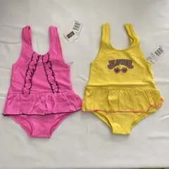 【新品未使用】120★kids ワンピース水着2枚組セット(フリル付★ピンク　黄