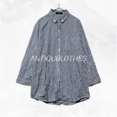 a1257 ANTIQUOLOTHES ギンガムチェックシャツボタンダウン 綿Mのサムネイル