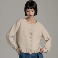 LOWRYS FARM チビフリルカーディガン　アイボリー