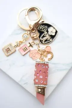 豪華シャネルストーン フラワービジュー LIP 口紅 香水ボトル　キーホルダ