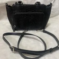 パイソン 黒 バッグ（ショルダー付き）