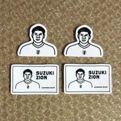 サッカー日本代表 3COINS 選手イラスト ステッカー 鈴木彩艶 4枚セット