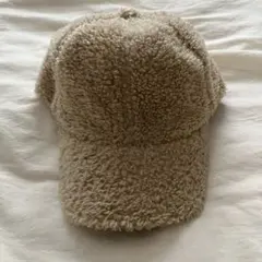 ボア　もこもこ　キャップ　ベージュ　秋冬　防寒