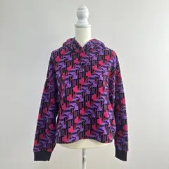 PUMA パープル　総柄　フリース　パーカー