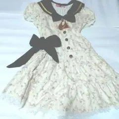 【美品】BODY LINE Mサイズ ゴスロリ 花柄 セーラー襟ドレス