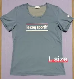 ルコック レディースTシャツ L 水色【訳あり】お腹ひっかけ・変色あり