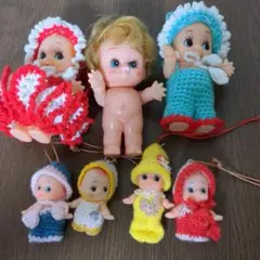キューピー　フェルトハンドメイド　 人形ストラップ14個セット 昭和レトロ キューピー フェルトハンドメイド 人形ストラップ14個セット 昭和