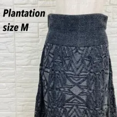 Plantation ウール100% ジャガード ニットロングスカート グレーMのサムネイル