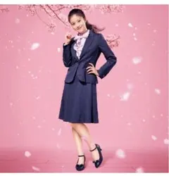 【美品】LES MUES スカートスーツ 上下　バッグセット7号ネイビー