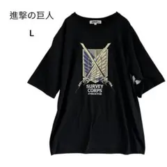 【進撃の巨人】刺繍文字入りTシャツ Lサイズ a0353