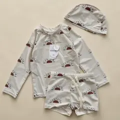 新品✨キッズ 水着 3点セット(110)アイボリー 男の子 水遊び プール