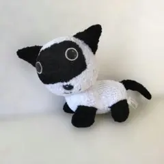 顔でかアニマル　シャム猫 ぬいぐるみ 白黒　ダイソーのサムネイル
