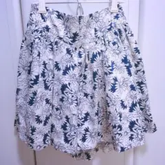 キュロットスカート ローリーズファーム 花柄 白