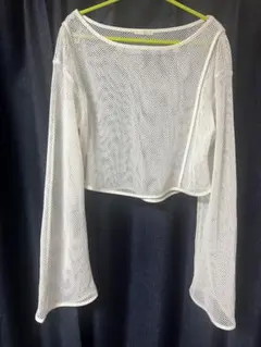 わ*る様 【未使用!!早い者勝ち✨️】ホワイトメッシュクロップドトップス