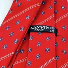 ランバン LANVIN PARIS ネクタイ レッド シルク100% 総柄 細身のサムネイル