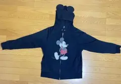【耳付き】ディズニー ミッキーマウス ジップアップパーカー 黒