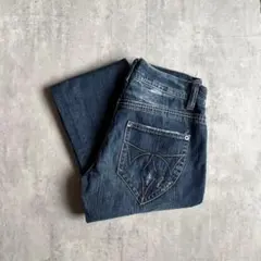 【00s vintage】デニムパンツ　ローライズ　アイアンクロス　刺繍　y2k