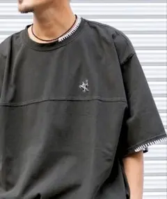 《JaVa ジャバコラボ》 Tシャツワンポイントハンド刺繍ピグメントTシャツのサムネイル