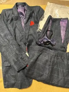 新品フォーマルスーツ 170cm グレー系 チェック柄