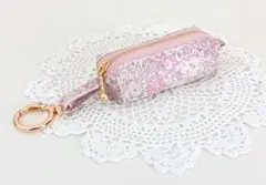 ハンドメイド　携帯ゴミ袋ポーチ　ミシェル　ニュアンスピンク　ラミネート